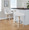 Hannah bar stool in Whitewashed Wood, Cream Fabric, Black Metal, featuring swivel and upholstered seat