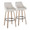 Hannah bar stool in Whitewashed Wood, Cream Fabric, Black Metal, coordinated set view, featuring swivel and upholstered seat