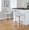 Hannah bar stool in Whitewashed Wood, Grey Fabric, Black Metal, featuring swivel and upholstered seat