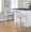 Hannah bar stool in Whitewashed Wood, Grey Fabric, Black Metal, featuring swivel and upholstered seat