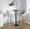 Hannah bar stool in Whitewashed Wood, Grey Fabric, Black Metal, featuring swivel and upholstered seat