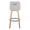 Hannah bar stool in Whitewashed Wood, Grey Fabric, Black Metal, back view, featuring swivel and upholstered seat