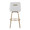 Hannah bar stool in Gold Metal, White PU, back view, featuring swivel