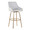 Hannah 30" Transitional Fixed-Height Barstool with Swivel in Gold Metal, White Faux Leather, and Gold Metal with Rounded Gold Metal Footrest- Set of 2 — product view