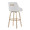 Hannah 30" Transitional Fixed-Height Barstool with Swivel in Gold Metal, White Faux Leather, and Gold Metal with Rounded Gold Metal Footrest- Set of 2 — rear three-quarter view