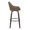 Hannah bar stool in Walnut Glazed Wood, Brown PU, Black Metal, side view, featuring swivel and wood frame