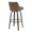 Hannah bar stool in Walnut Glazed Wood, Brown PU, Black Metal, back and side view, featuring swivel and wood frame