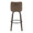 Hannah 30" Transitional Fixed-Height Barstool with Swivel in Walnut Glazed Wood and Brown Faux Leather with Round Black Metal Footrest- Set of 2 — back view