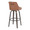 Hannah bar stool in Walnut Glazed Wood, Camel PU, Black Metal, back and side view, featuring swivel and wood frame
