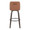 Hannah bar stool in Walnut Glazed Wood, Camel PU, Black Metal, back view, featuring swivel and wood frame