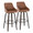 Hannah 30" Transitional Fixed-Height Barstool with Swivel in Walnut Glazed Wood and Camel Faux Leather with Round Black Metal Footrest- Set of 2 — pair view (photo 1)
