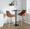 Hannah bar stool in Whitewashed Wood, Camel PU, Black Metal, featuring swivel and wood frame