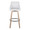Hannah 30" Transitional Fixed-Height Barstool with Swivel in Whitewashed Wood, White Faux Leather, and Gold Metal with Rounded Black Metal Footrest- Set of 2 — front view