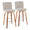 Henry 30" Contemporary Fixed-Height Xl Barstool with Swivel in Walnut Wood and Beige Fabric with Round Chrome Metal Footrest- Set of 2 — pair view