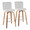 Henry 30" Contemporary Fixed-Height Xl Barstool with Swivel in Walnut Wood and White Fabric with Round Chrome Metal Footrest- Set of 2 — pair view