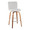 Henry 30" Contemporary Fixed-Height Xl Barstool with Swivel in Walnut Wood and White Fabric with Round Chrome Metal Footrest- Set of 2 — product view