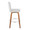 Henry 30" Contemporary Fixed-Height Xl Barstool with Swivel in Walnut Wood and White Fabric with Round Chrome Metal Footrest- Set of 2 — side view