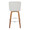 Henry 30" Contemporary Fixed-Height Xl Barstool with Swivel in Walnut Wood and White Fabric with Round Chrome Metal Footrest- Set of 2 — back view
