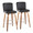 Henry 30" Contemporary Fixed-Height Xl Barstool with Swivel in Walnut Wood and Black Faux Leather with Round Chrome Metal Footrest- Set of 2 — pair view