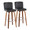Henry 30" Contemporary Fixed-Height Barstool with Swivel in Walnut Wood and Black Faux Leather with Round Chrome Footrest- Set of 2 — pair view