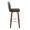Henry 30" Contemporary Fixed-Height Barstool with Swivel in Walnut Wood and Black Faux Leather with Round Chrome Footrest- Set of 2 — side view