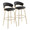 Jie bar stool in Gold Metal, Gold Metal, Black PU, coordinated set view, featuring metal footrest
