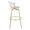 Jie bar stool in Gold Metal, Gold Metal, White PU, side view, featuring metal footrest