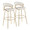 Jie 30" Fixed-Height Contemporary Barstool with Swivel in Gold Metal and White Faux Leather with Round Metal Footrest- Set of 2 — pair view