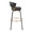Jie bar stool in Black Metal, Gold Metal, Black PU, side view, featuring metal footrest