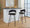 Jie bar stool in Black Metal, Gold Metal, Black PU, featuring metal footrest