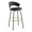 Jie bar stool in Black Metal, Gold Metal, Black PU, product view, featuring metal footrest