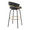 Jie bar stool in Black Metal, Gold Metal, Black PU, back and side view, featuring metal footrest