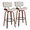 Lombardi bar stool in Walnut Wood, Black Metal, Cream PU, coordinated set view, featuring swivel and upholstered seat