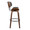 Lombardi bar stool in Walnut Wood, Black Metal, Grey PU, side view, featuring swivel and upholstered seat