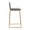 Mara Contemporary Barstool in Gold Steel and Grey Faux Leather- Set of 2 — side view