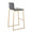 Mara Contemporary Barstool in Gold Steel and Grey Faux Leather- Set of 2 — rear three-quarter view