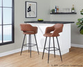 Margarite bar stool in Black Metal, Brown PU