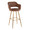 Margarite 30" Contemporary Fixed-Height Barstool in Gold Metal and Brown Faux Leather with Square Gold Metal Footrest- Set of 2 — product view