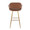 Margarite 30" Contemporary Fixed-Height Barstool in Gold Metal and Brown Faux Leather with Square Gold Metal Footrest- Set of 2 — back view