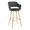 Margarite bar stool in Gold Metal, Grey PU, product view, featuring metal footrest