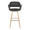 Margarite bar stool in Gold Metal, Grey PU, front view, featuring metal footrest