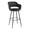 Margarite bar stool in Black Metal, Black PU, product view, featuring metal footrest