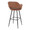 Margarite bar stool in Black Metal, Brown PU, back and side view, featuring metal footrest