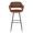 Margarite bar stool in Black Metal, Brown PU, front view, featuring metal footrest