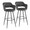Margarite 30" Contemporary Fixed-Height Barstool in Black Metal and Grey Faux Leather with Square Black Metal Footrest- Set of 2 — pair view