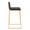 Mason Mara 30" Contemporary Fixed-Height Barstool in Gold Metal, Walnut Wood and Black Faux Leather- Set of 2 — side view