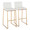 Mason Mara 30" Contemporary Fixed-Height Barstool in Gold Metal, Walnut Wood and White Faux Leather- Set of 2 — pair view