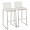 Mason Mara 30" Contemporary Fixed-Height Barstool in Stainless Steel, Walnut Wood and White Faux Leather- Set of 2 — pair view