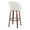 Matisse High Back 30" Contemporary Fixed-Height Barstool in Walnut Wood and Cream Fabric with Round Black Metal Footrest- Set of 2 — rear three-quarter view