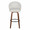 Matisse High Back 30" Contemporary Fixed-Height Barstool in Walnut Wood and Cream Fabric with Round Black Metal Footrest- Set of 2 — front view